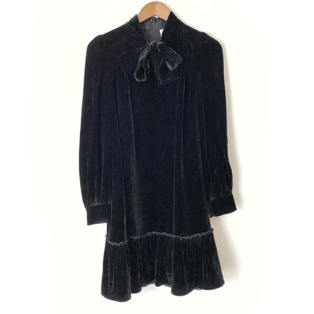 Kate Spade Velvet Tie Front Swing Dress small-medium